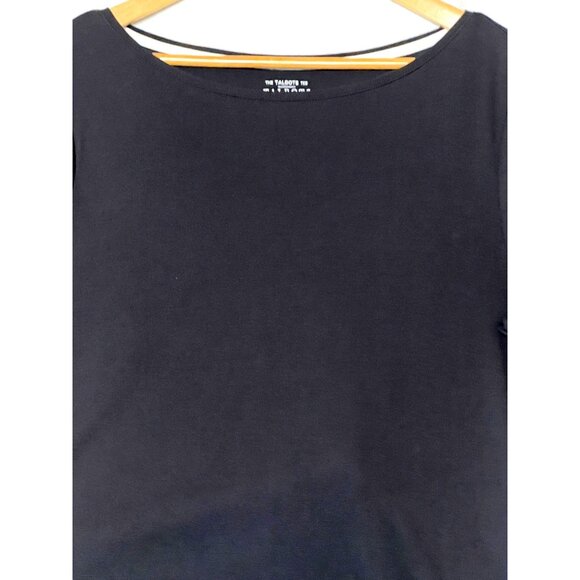 Talbots Women's Black Pima Cotton Tee Shirt Size L 3/4 Sleeve Stretch Goth - Picture 16 of 16